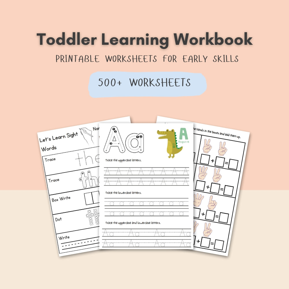 Toddler Learning Workbook | Printable Worksheets for Early Skills | 500+ Worksheets