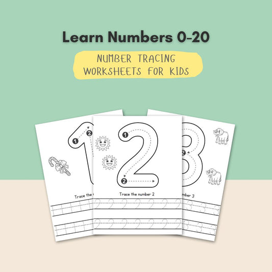 Learn Numbers 0-20 | Number Tracing Worksheets for Kids